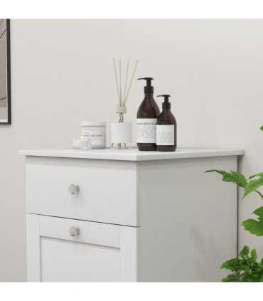 HOMCOM Single Hamper Laundry Storage Cabinet - White