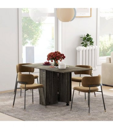 HOMCOM Mobile Drop Leaf Dining Table Folding Desk w/ 2 wheels Storage Shelves