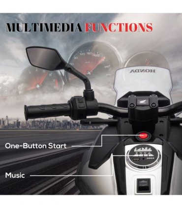 AIYAPLAY Honda Licensed 12V Kids Electric Motorbike w/ Music Headlights - White