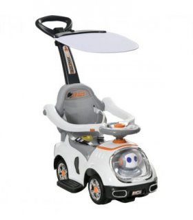 AIYAPLAY 3 in 1 Ride on Push Car, Cartoon Robot Foot to Floor Slider - White