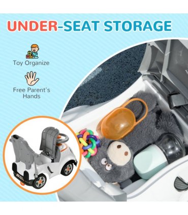 AIYAPLAY 3 in 1 Ride on Push Car, Cartoon Robot Foot to Floor Slider - White