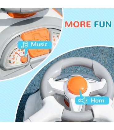 AIYAPLAY 3 in 1 Ride on Push Car, Cartoon Robot Foot to Floor Slider - White