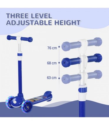AIYAPLAY Kids 3 Wheel Scooter for 2-6 Years Old w/ Adjustable Height, Blue