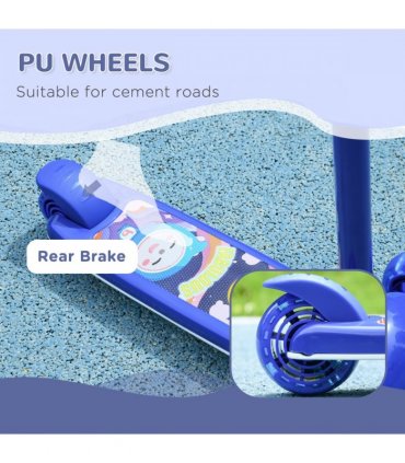 AIYAPLAY Kids 3 Wheel Scooter for 2-6 Years Old w/ Adjustable Height, Blue