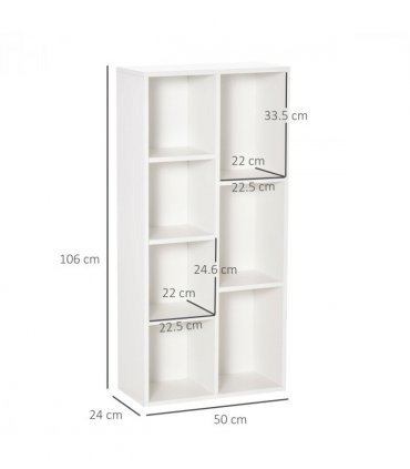 HOMCOM Bookcase Modern Bookshelf Cabinet for Home Office White