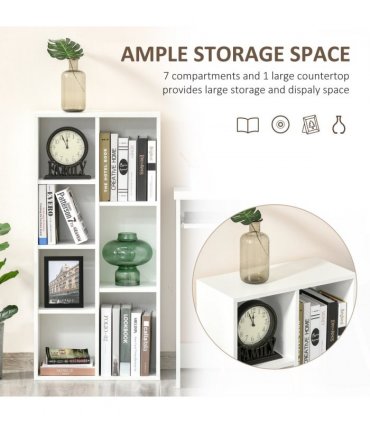 HOMCOM Bookcase Modern Bookshelf Cabinet for Home Office White