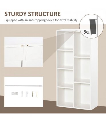 HOMCOM Bookcase Modern Bookshelf Cabinet for Home Office White