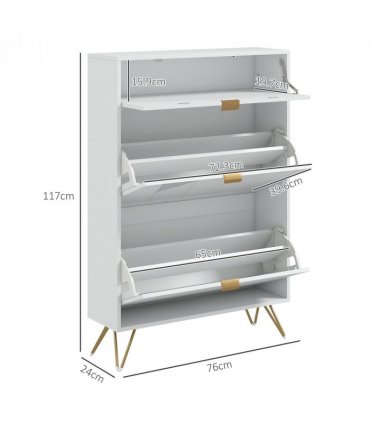 HOMCOM Slim Shoe Storage Cabinet with Flip Drawers for Entryway, Hallway, White