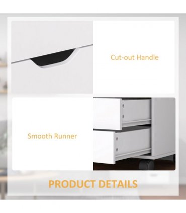 HOMCOM Modern Mobile 5-Drawer Cabinet w/ Door, Office Storage Cabinet White
