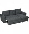 HOMCOM 3 Seater Sofa Bed, Convertible Pull Out Sofa with Storage, Dark Grey