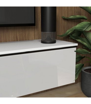 HOMCOM 160cm High Gloss Floating TV Unit Stand for TVs up to 70", Wall Mounted TV Cabinet with Storage Cupboards, White