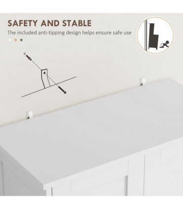 HOMCOM Kitchen Cupboard Kitchen Cabinet with Drawer and Adjustable Shelf White
