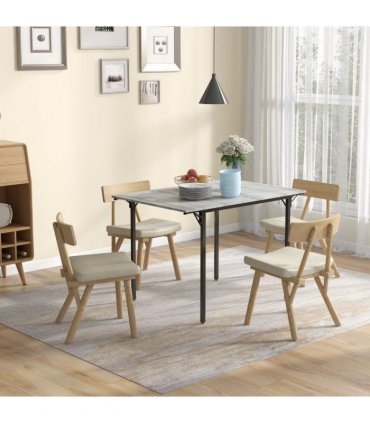 HOMCOM Folding Dining Table, Drop Leaf Table for 2-4 People, Grey
