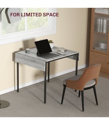 HOMCOM Folding Dining Table, Drop Leaf Table for 2-4 People, Grey