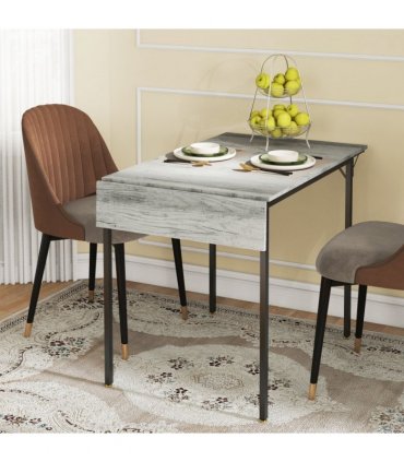HOMCOM Folding Dining Table, Drop Leaf Table for 2-4 People, Grey