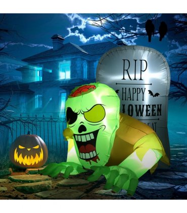 HOMCOM 5FT Halloween Inflatable Ghost, Blow Up Garden Decorations LED Decor