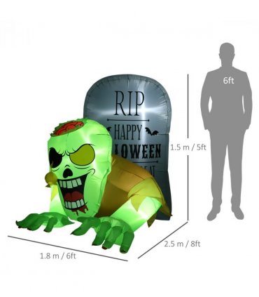 HOMCOM 5FT Halloween Inflatable Ghost, Blow Up Garden Decorations LED Decor