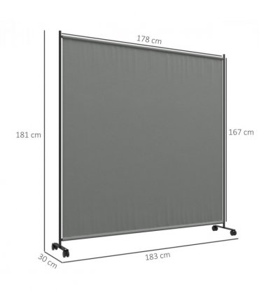 Outsunny Garden Screen with Wheels, 6ft Rolling Privacy Room Divider, Dark Grey