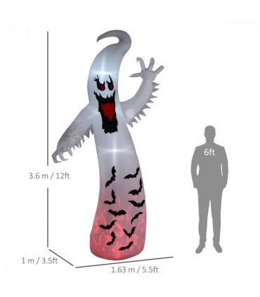 Outsunny 11.8FT Halloween Inflatable Spooky Ghost, Blow Up Garden Decoration