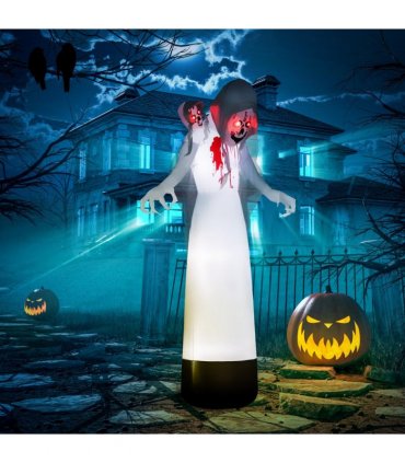 Outsunny 8.9FT Tall Halloween Inflatable Three-Head Witch Ghost Decoration