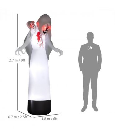 Outsunny 8.9FT Tall Halloween Inflatable Three-Head Witch Ghost Decoration