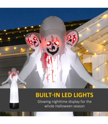Outsunny 8.9FT Tall Halloween Inflatable Three-Head Witch Ghost Decoration
