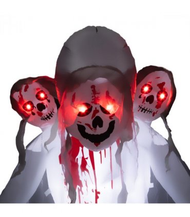 Outsunny 8.9FT Tall Halloween Inflatable Three-Head Witch Ghost Decoration