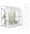 Outsunny 214x118x212cm Walk-In Lean to Wall Tunnel Plastic Greenhouse with Doors