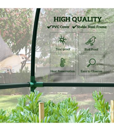 Outsunny 143x118x212cm Walk-In Lean to Wall Tunnel Plastic Greenhouse with Doors