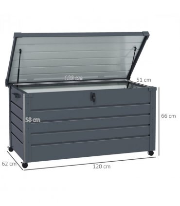 Outsunny 331L Outdoor Storage Box Waterproof with Wheels and Lock