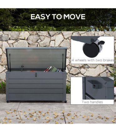 Outsunny 331L Outdoor Storage Box Waterproof with Wheels and Lock