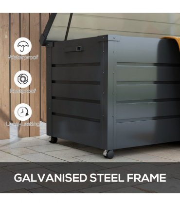 Outsunny 331L Outdoor Storage Box Waterproof with Wheels and Lock