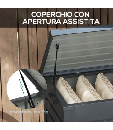 Outsunny 331L Outdoor Storage Box Waterproof with Wheels and Lock