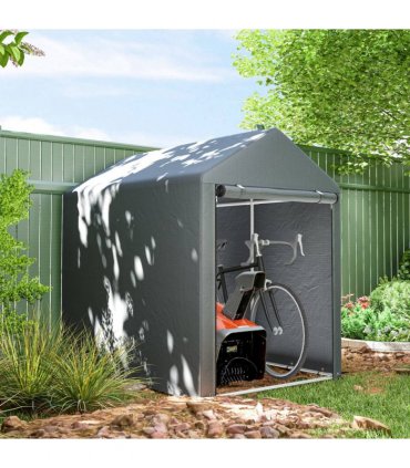 Outsunny 179 x 120cm Temporary Garden Shed, with Weather-resistant Plastic Cover and Accessories - Dark Grey