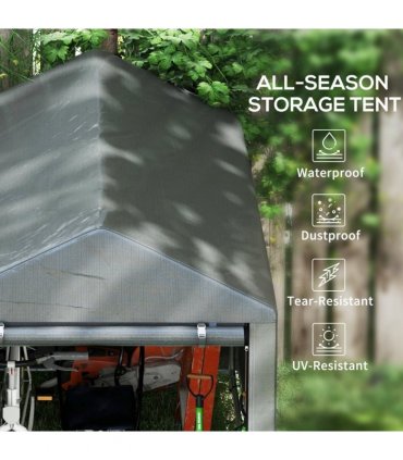 Outsunny 179 x 120cm Temporary Garden Shed, with Weather-resistant Plastic Cover and Accessories - Dark Grey