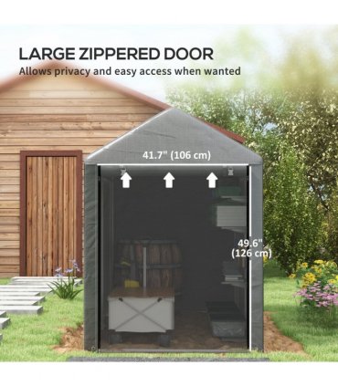 Outsunny 179 x 120cm Temporary Garden Shed, with Weather-resistant Plastic Cover and Accessories - Dark Grey