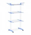 HOMCOM Foldable Clothes Drying Rack Steel Garment Dryer with Casters Blue