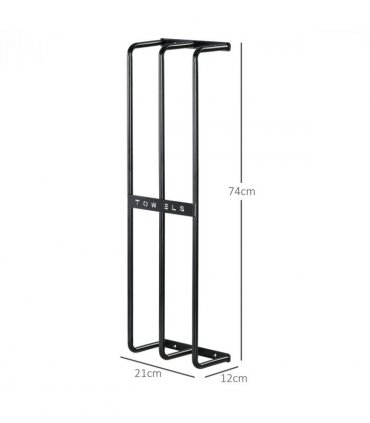 HOMCOM Metal Towel Rack Wall Mounted, 3 Bar Towel Rail for Bathroom, Black