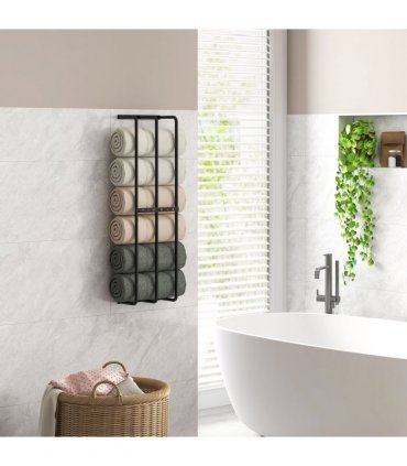HOMCOM Metal Towel Rack Wall Mounted, 3 Bar Towel Rail for Bathroom, Black
