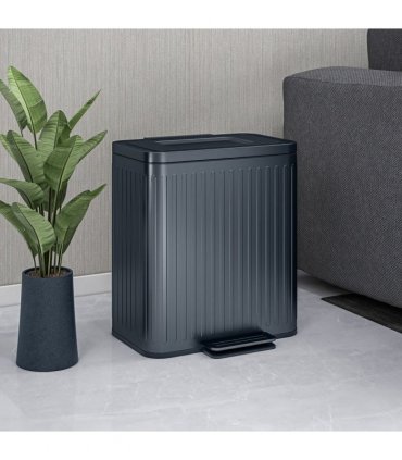 HOMCOM 2 x 20L Double Rubbish Bin, Pedal Bin with Soft-Close Lid, Black