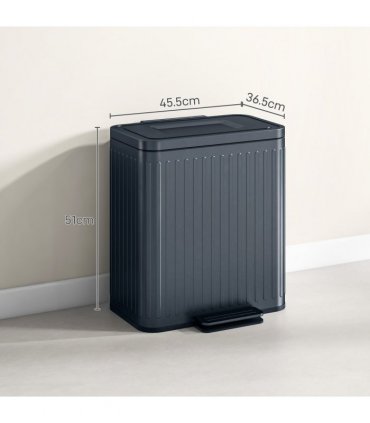 HOMCOM 2 x 20L Double Rubbish Bin, Pedal Bin with Soft-Close Lid, Black