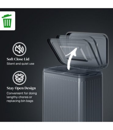 HOMCOM 2 x 20L Double Rubbish Bin, Pedal Bin with Soft-Close Lid, Black