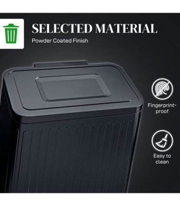 HOMCOM 2 x 20L Double Rubbish Bin, Pedal Bin with Soft-Close Lid, Black