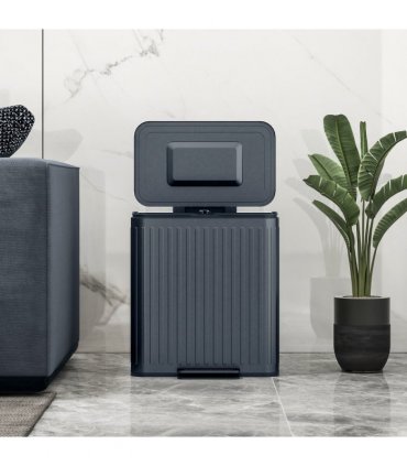 HOMCOM 2 x 20L Double Rubbish Bin, Pedal Bin with Soft-Close Lid, Black