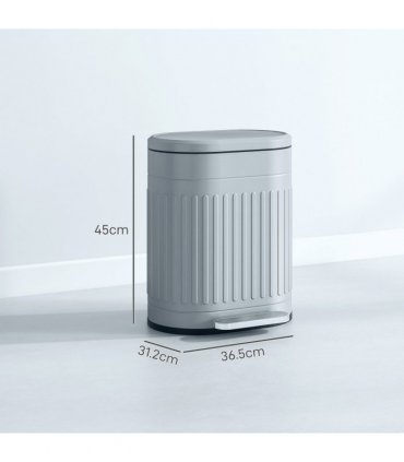 HOMCOM 20L Metal Kitchen Bin, with Soft-Close Lid - Grey