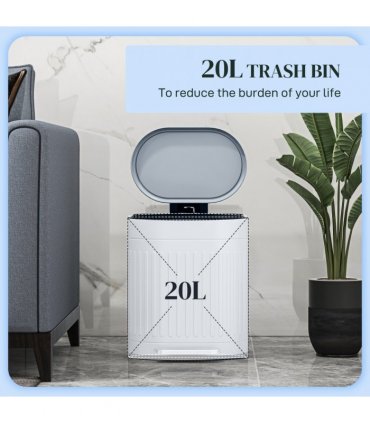 HOMCOM 20L Metal Kitchen Bin, with Soft-Close Lid - Grey