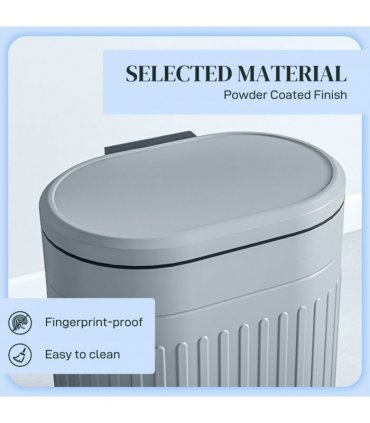 HOMCOM 20L Metal Kitchen Bin, with Soft-Close Lid - Grey