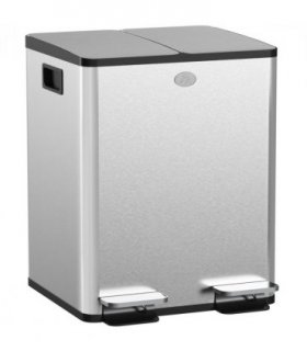 HOMCOM 40L Dual Compartment Stainless Steel Bin, with Deodoriser Holders - Silver Tone