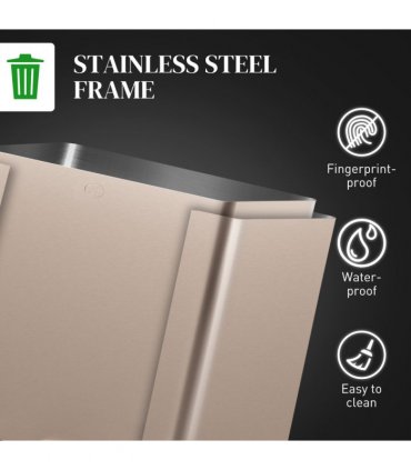 HOMCOM 3 x 15L Triple Kitchen Bin Pedal Bin for Recycling and Waste, Gold Tone