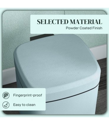 HOMCOM 12L Kitchen Pedal Bin, Metal Rubbish Bin with Soft-close Lid, Light Green
